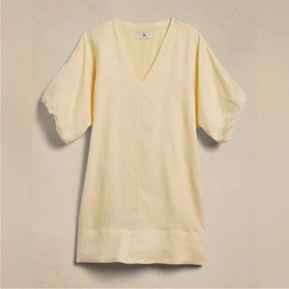NWT! Banana Republic Yellow Livia Linen Mini Dress, Size M - Picture 1 of 4